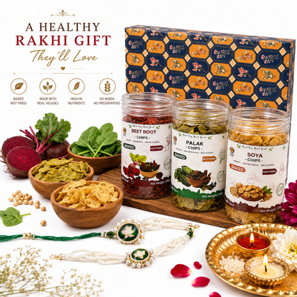 Premium Couple Rakhi  with Healthy Chips Combo